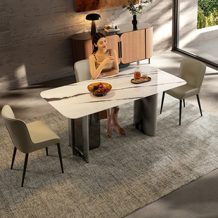 PT7157T 送餐具 顾家家居意式 轻奢黑白百搭天然大理石方桌新款