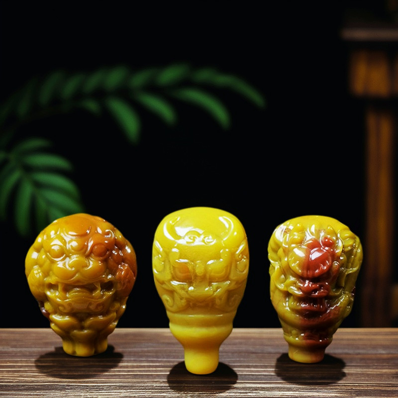 天然原矿战国红玛瑙鸡油黄红色盘龙貔貅大黑天三通佛头配饰件配珠