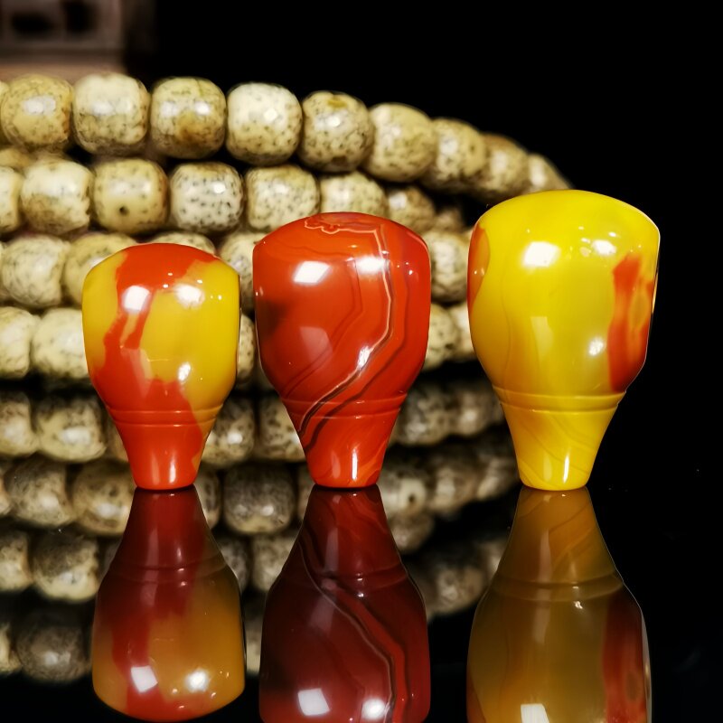 天然原矿战国红玛瑙鸡油黄红色一体奶嘴三通佛头配饰配件配珠单珠