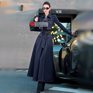 VJE秋季设计感小众商务通勤风假两件连衣裙2025新款干练过膝长裙
