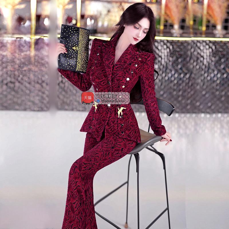 秋冬高端假两件西服套装