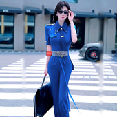 英伦风铆钉装 饰衬衫 喇叭裤 VJE夏装 两件套2025新款 减龄一整套穿搭