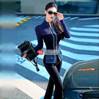 VJE秋冬季小众装饰口袋穿搭上衣新款气质减龄外穿针织衫外套