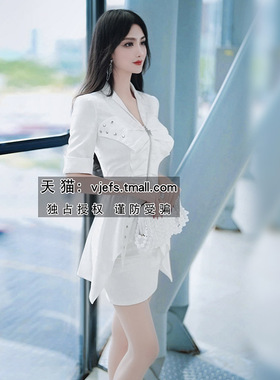 设计感蝴蝶造型不规则上衣夏季OL收腰女人味短袖白色小西装