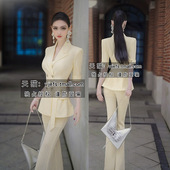 女人味双排扣西装 职业套装 喇叭裤 气质薄款 两件套新款 VJE夏季
