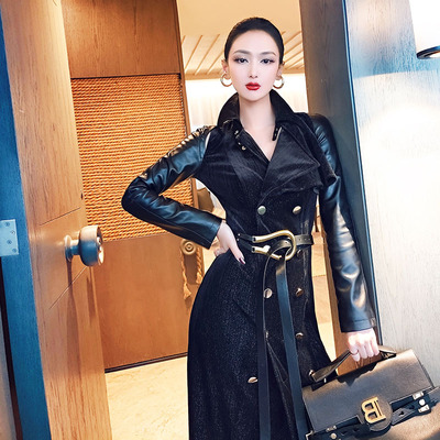 VJE开衩过膝大衣外套春秋新款气质中长款薄风衣女