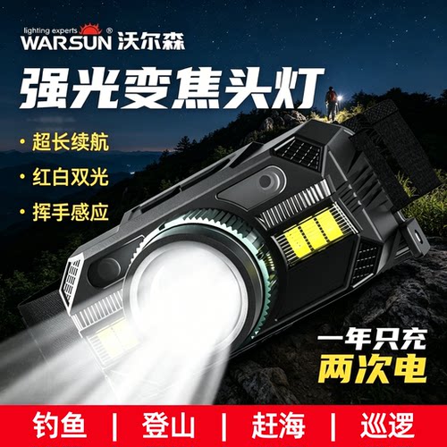 沃尔森2025新款变焦新款钓鱼头灯