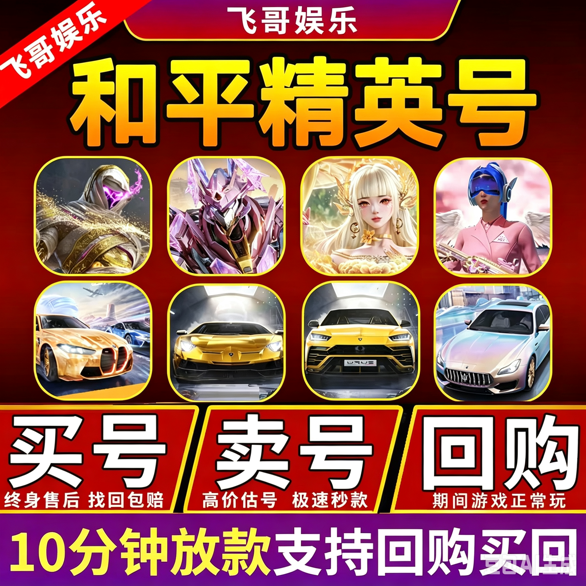 [回购/买号/卖号]和平精英帐号出售永久购买回收成品号螳螂木乃伊