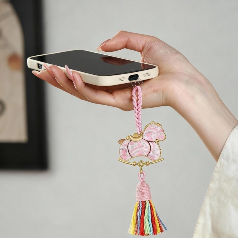 马上有钱手机链非遗宋锦小马挂件手工diy材料包马年吉祥物挂饰