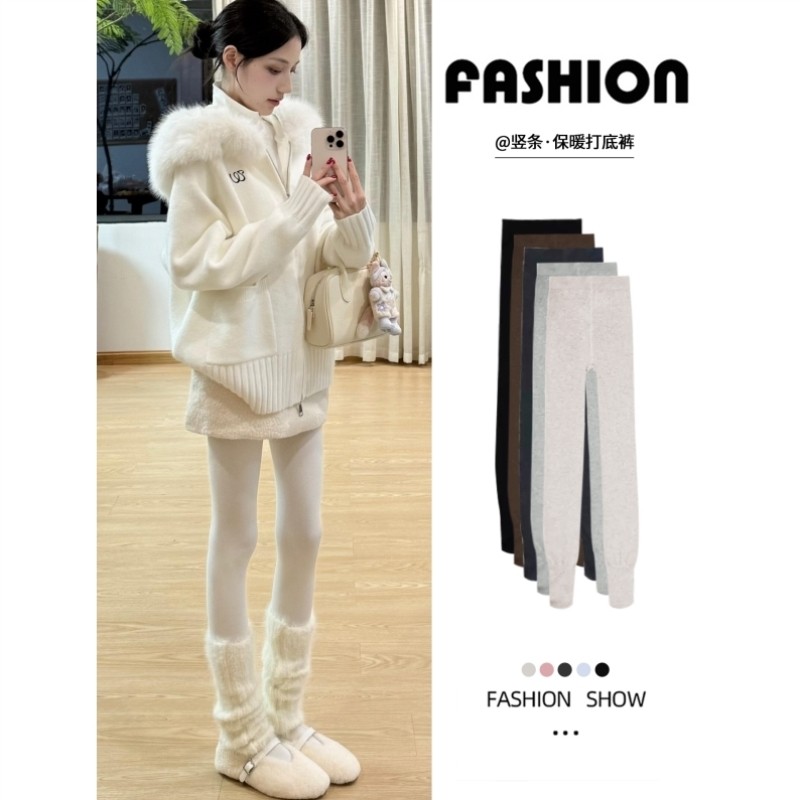 灰色保暖打底裤女外穿秋冬季小个子加厚加绒秋裤显瘦踩脚紧身裤袜