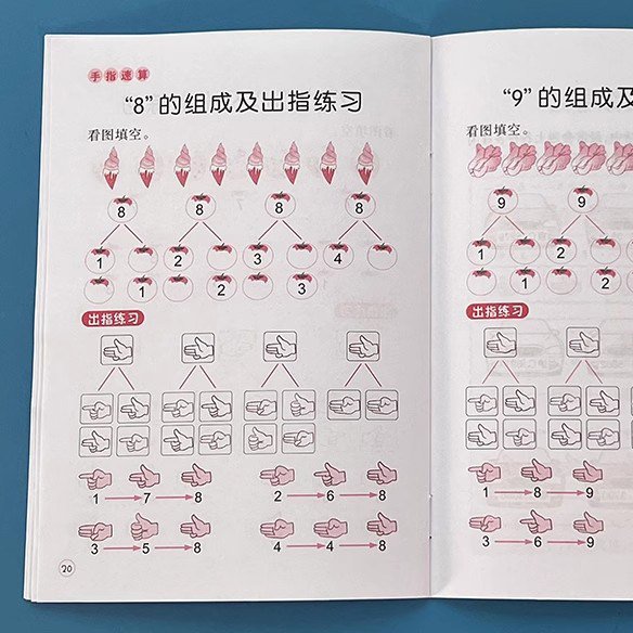 手指速算书心脑速算幼儿园教材全套6册教师用书 大班儿童1020100以内加减法口诀小学一年级算术题练习册学前小孩子口算题卡天天练