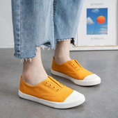 韩版 软底休闲简约小白鞋 女鞋 春夏新款 潮流套脚鞋 一脚蹬低帮帆布鞋