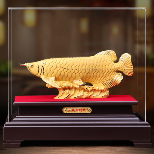 金龙鱼摆件绒沙金客厅招财装饰品