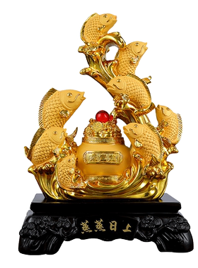 蒸蒸日上鲤鱼摆件中式客厅装饰品