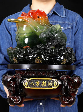 招财金蟾摆件三足金蝉大号蟾蜍店铺乔迁开业礼品办公室客厅装饰品