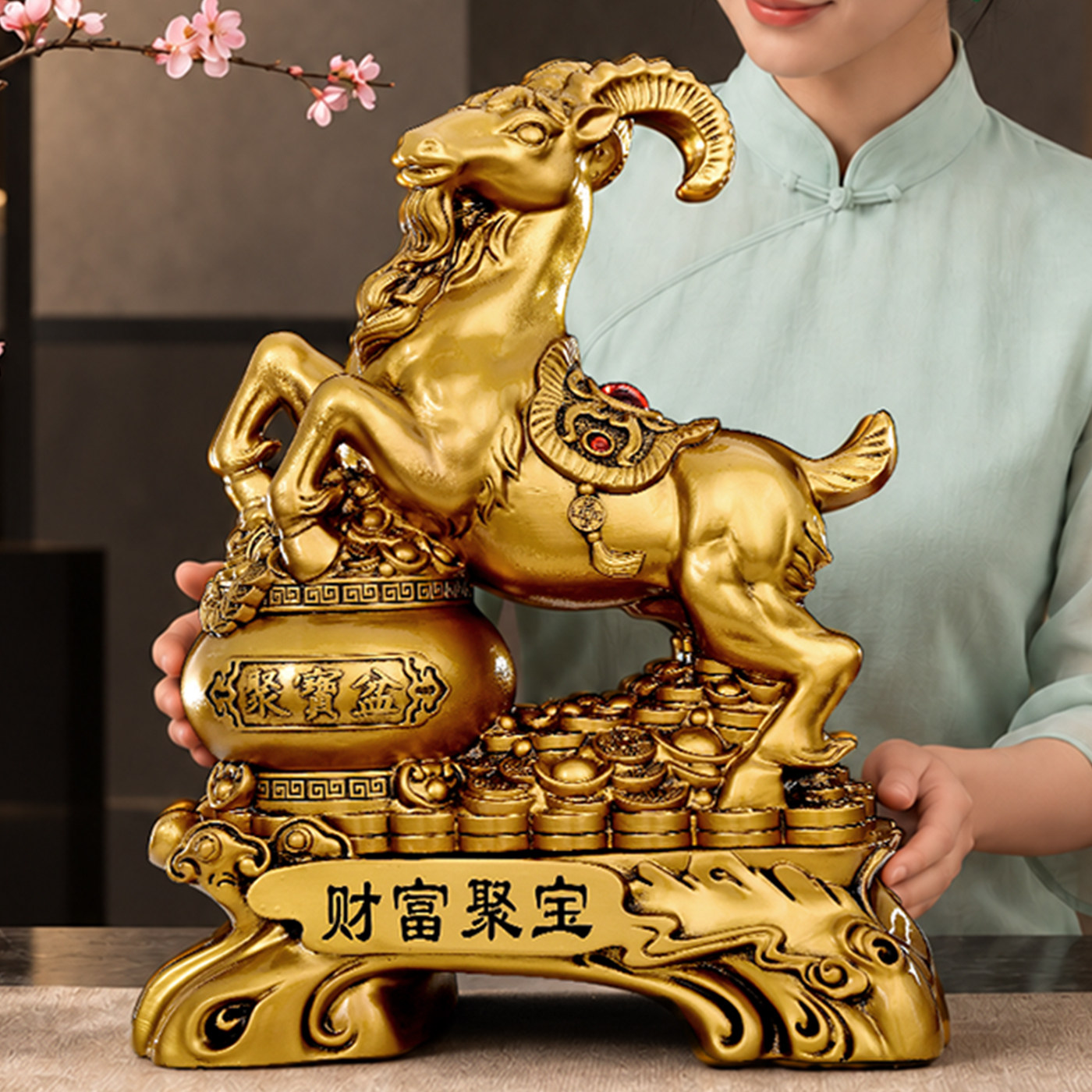 领头羊摆件财富聚宝羊年新款