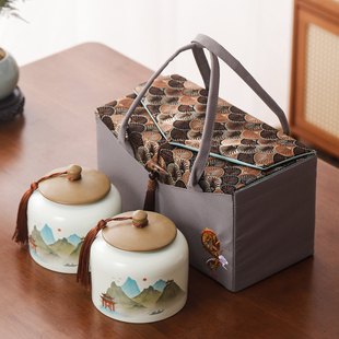 清仓布包通用陶瓷茶叶礼盒装空盒龙井绿茶普洱白茶红茶大号分装罐