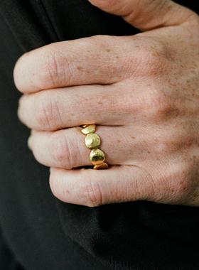 925银厚镀金原创设计开口戒指