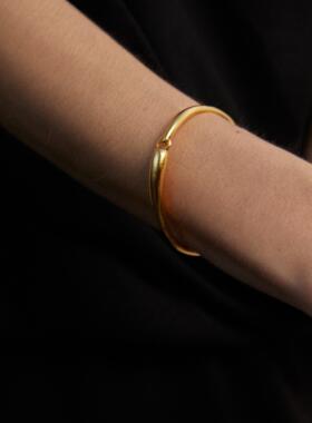 ABOAB SURROUND系列Two Forms手镯 原创设计925银厚镀金雕塑肌理