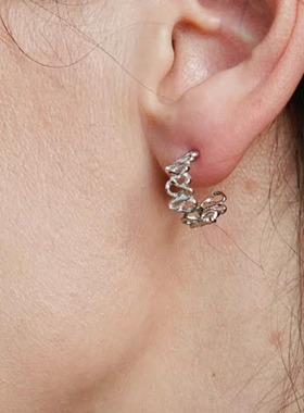 HORIZON系列U Pattern耳饰原创设计925银厚镀金轻奢极简日常穿搭