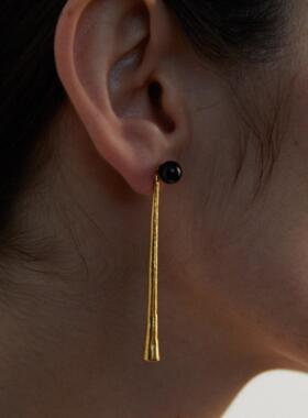 ABOAB SURROUND系列Onyx Cylinderl耳饰 925银厚镀金原创设计简约