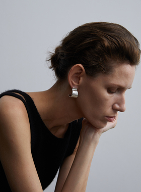 ABOAB SCULPTING系列Half Seam耳饰 925银厚镀金原创设计雕塑手法