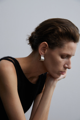 AOBAB简约925银厚镀金手工耳饰