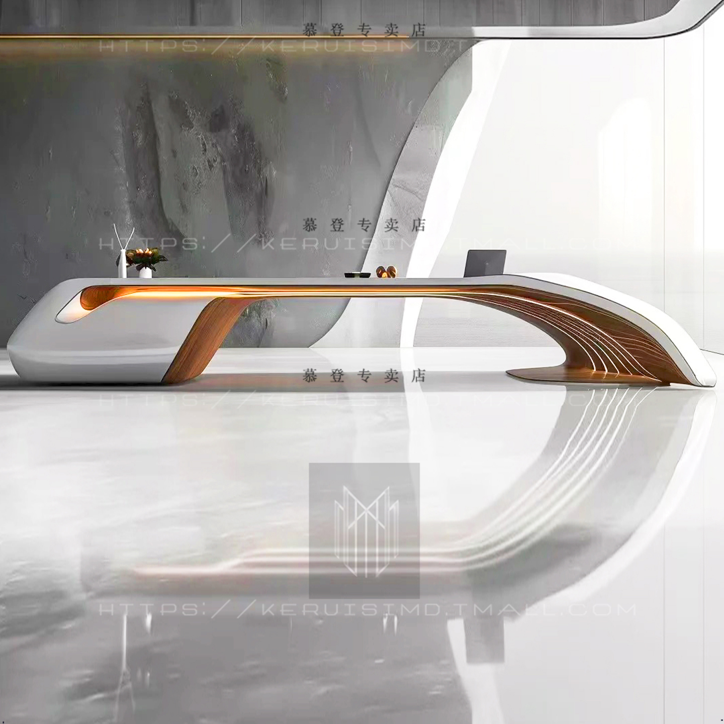 科睿思实木一体式轻奢风办公桌