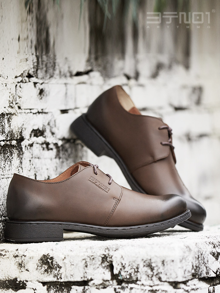 로우 타이 방수 가죽 신발 검은색 가을 겨울 장마 완전 손바느질 통기성 가죽 작업복 스타일 캐주얼 가죽 신발 고급