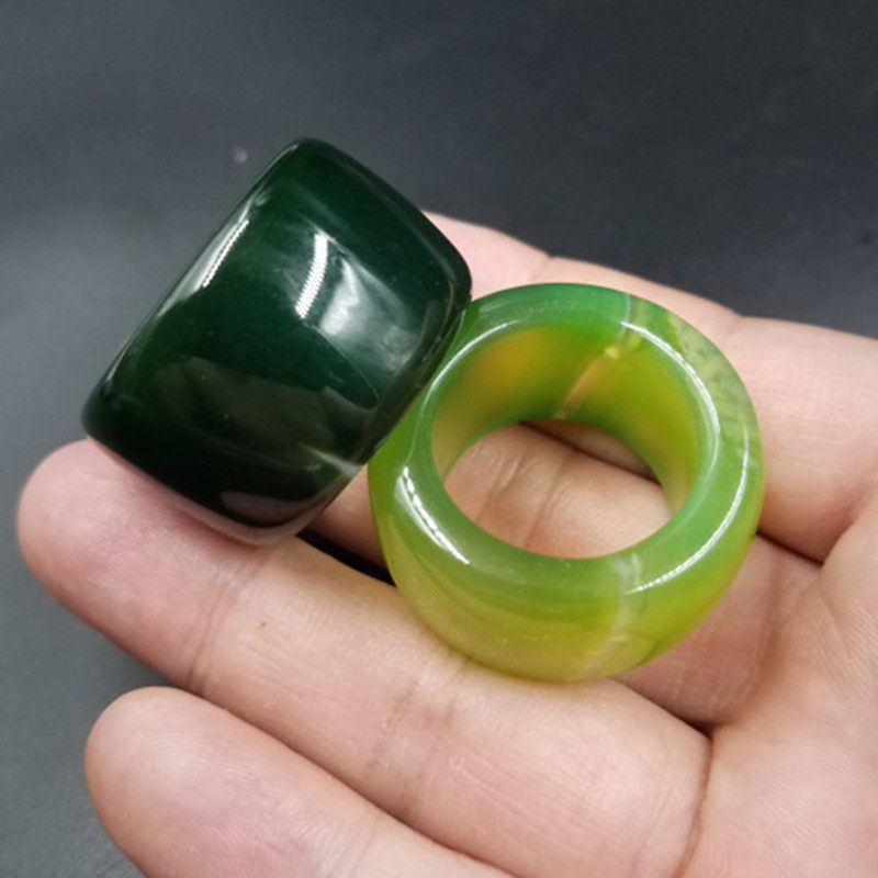 玉石扳指绿玉髓玛瑙扳指加宽玛瑙戒指蓝色玉髓扳指指环