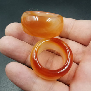 新款 精美天然玉石冰种玉髓玛瑙戒指橘红色玛瑙戒指玉石指环