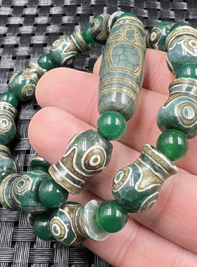 藏传文玩复古玛瑙花瓶天珠手链