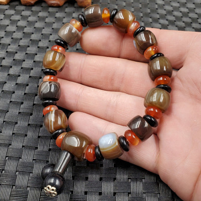 桶珠玛瑙路路通手链天然玉石