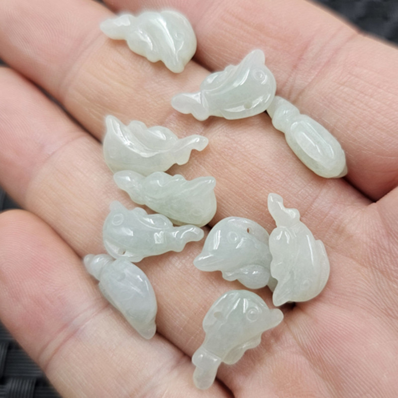 翡翠玉海豚玉石挂件儒种小海豚吊坠手链项链耳环发簪吊坠玉坠