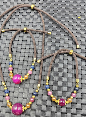 包邮冰种玫红色玛瑙圆珠两件套