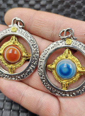 红缠丝玛瑙一眼天珠玉石挂件