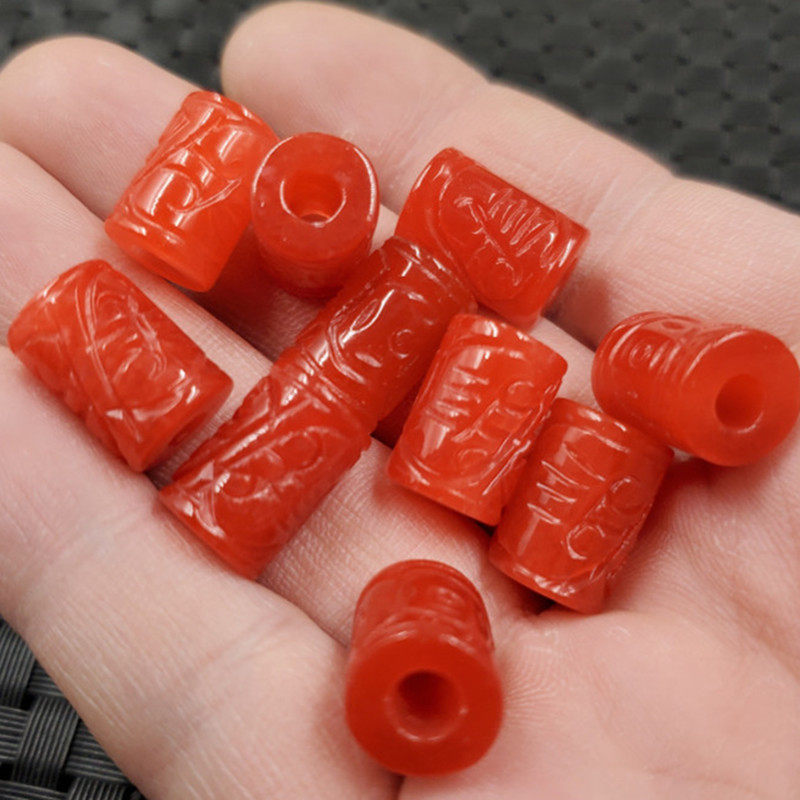 玉石挂件鸡血红路路通挂件石英岩玉福寿如意路路通吊坠打孔项链坠