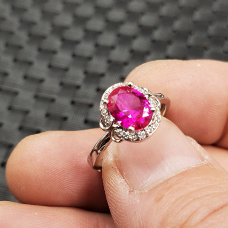 新款精美冰种红钢石戒指石榴石切面戒指活口戒指饰品戒指