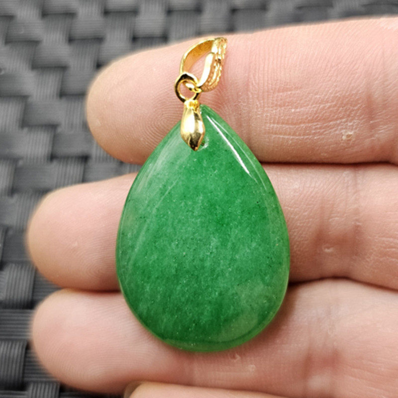 翡翠玉干青水滴玉石挂件祖母绿编水滴吊坠项链坠发簪钥匙玉珠