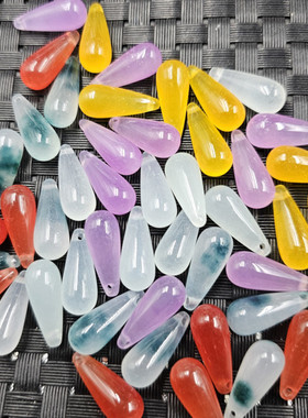 翡翠玉蓝飘花水滴玉石挂件