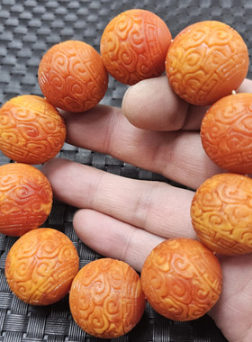 荧光浮盐水蜜蜡回纹珠手链