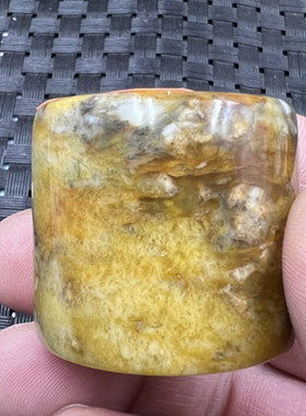 复古文玩玉石扳指华玉扳指姜黄色仿古扳指加宽玉戒指玉手饰指环