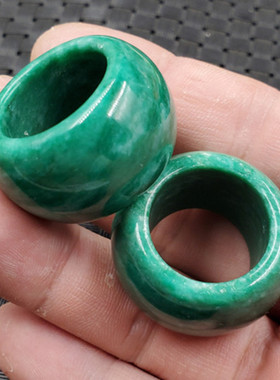 玉石扳指墨绿色扳指方解石玉扳指加宽玉石戒指饰品戒指玉戒指指环