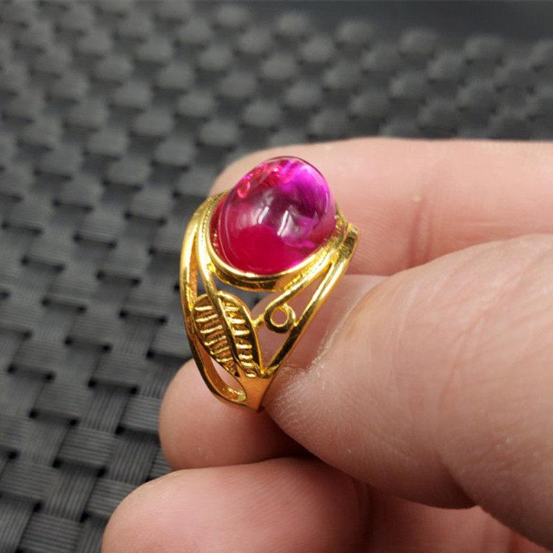 新款冰种红钢石活口戒指石榴红蛋面戒指饰品戒指百搭戒指