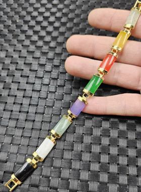 石英岩玉多宝珠平安牌玉石手链