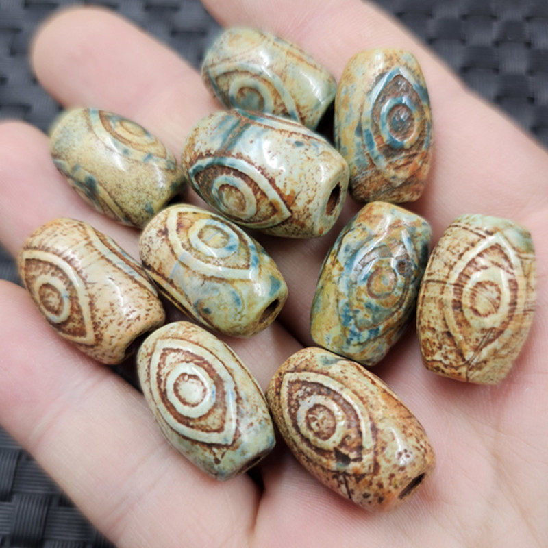 仿古玛瑙两眼天珠路路通玉石散珠丹凤眼天珠米珠勒子桶珠饰品配件