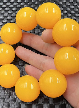 包邮 鸡油黄蜜蜡手链 人造蜜蜡30毫米手链 金黄色手链 大号手串