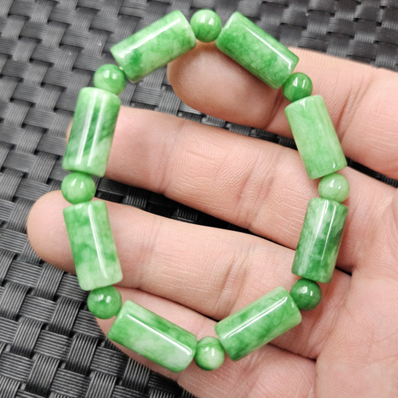 翡翠玉干青路路通玉石手链