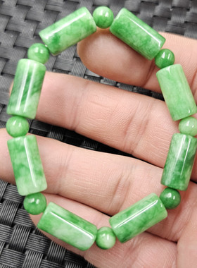 翡翠玉干青路路通玉石手链