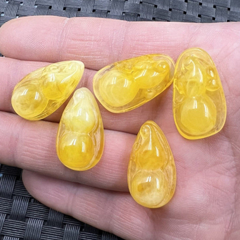 荧光浮盐水蜜蜡四季豆挂件二代蜜蜡豆角挂件项链坠耳环吊坠脚链坠